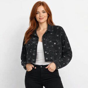 Stoosh Vintage Denim By 26 International Crop Black Jean Jacket, Size S